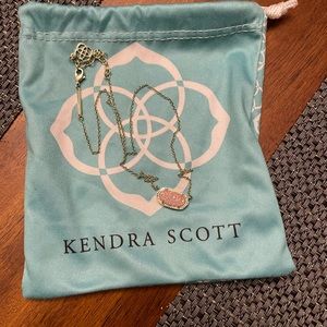 Gold Kendra Scott Elisa Necklace with Pink Drusy